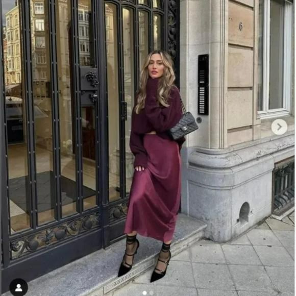 ZARA SATIN EFFECT SKIRT - Picture 12 of 16